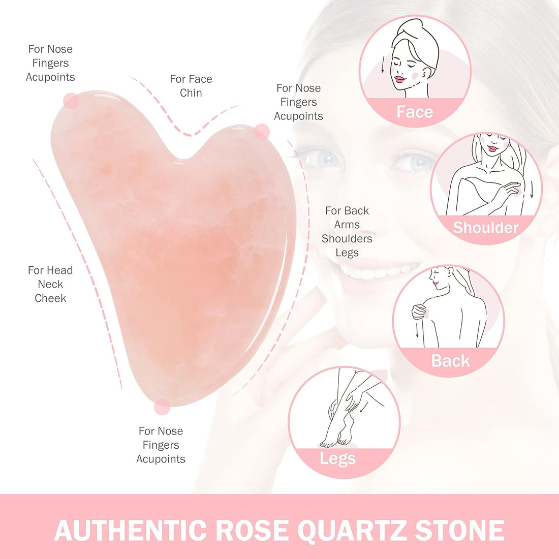 Ice Face Roller & Gua Sha Tool Set UPDATED Roller Design, Reusable Skin Care Treatment, Enhance Natural Glow. 100% Authentic ROSE QUARTZ Gua Sha Tool. Remove Toxins/Prevent Wrinkles (Pink)