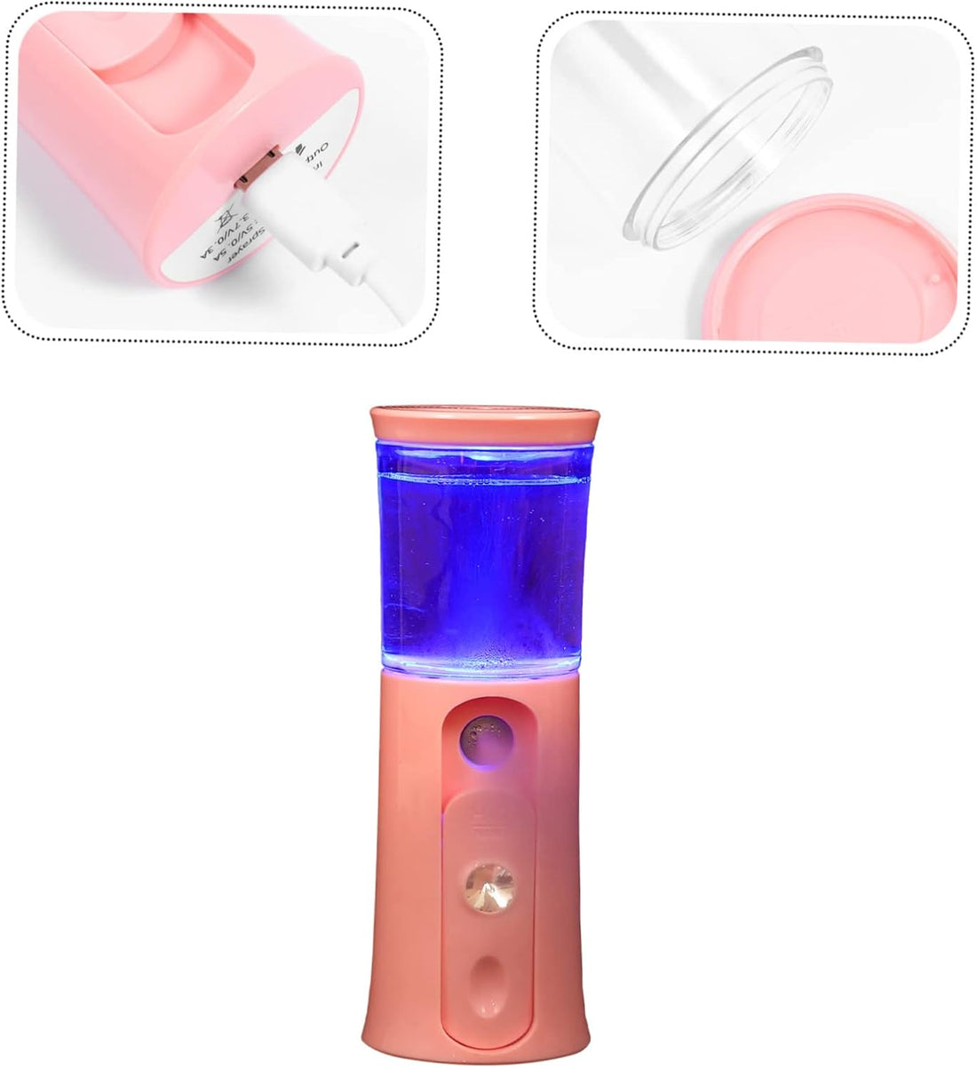 1 Set Hydrating Instrument Mini Humidifier Foaming Humidifiers Portable Fan Moisturizing Atomizer Mist Facial Steamer Mist Sprayer Face Humidifier Facial Mist Spray Device Pink Abs