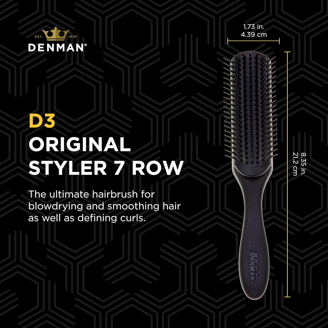 Curly Hair Brush D3, 7 Row Styling Brush for Detangling, Separating, Shaping and Defining Curls - for Women and Men