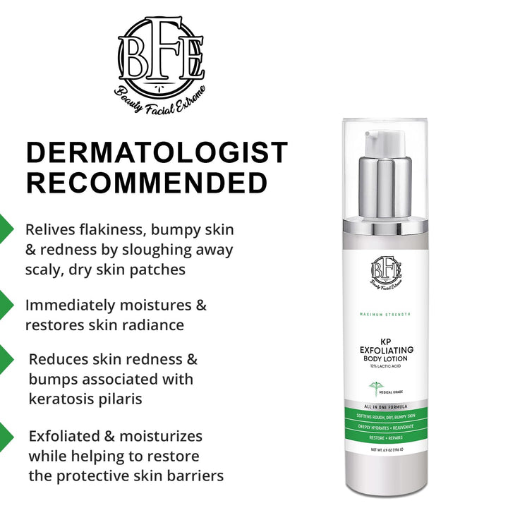 Keratosis Pilaris Exfoliating Body Lotion– 12% Lactic Acid. Provides Immediate Moisture & Gentle Exfoliation to Treat Symptoms Associated with Keratosis Pilaris & Dry, Bumpy Skin Conditions.