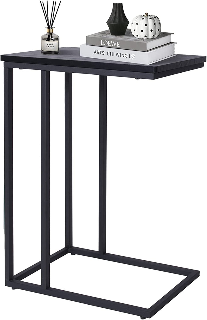 Side Table, Industrial End Table, Vintage Bedside Table with Sturdy Metal Frame for Living Room, Bedroom & Small Spaces, Easy Assembly, Modern,Black