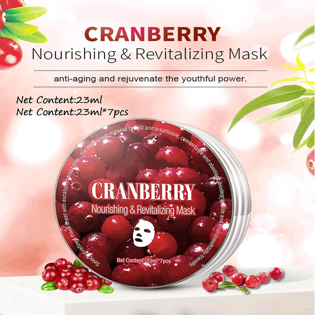 Facial Mask Plant Fiber Moisturizing Facial Cover Sheet  ETFM (Cranberry)