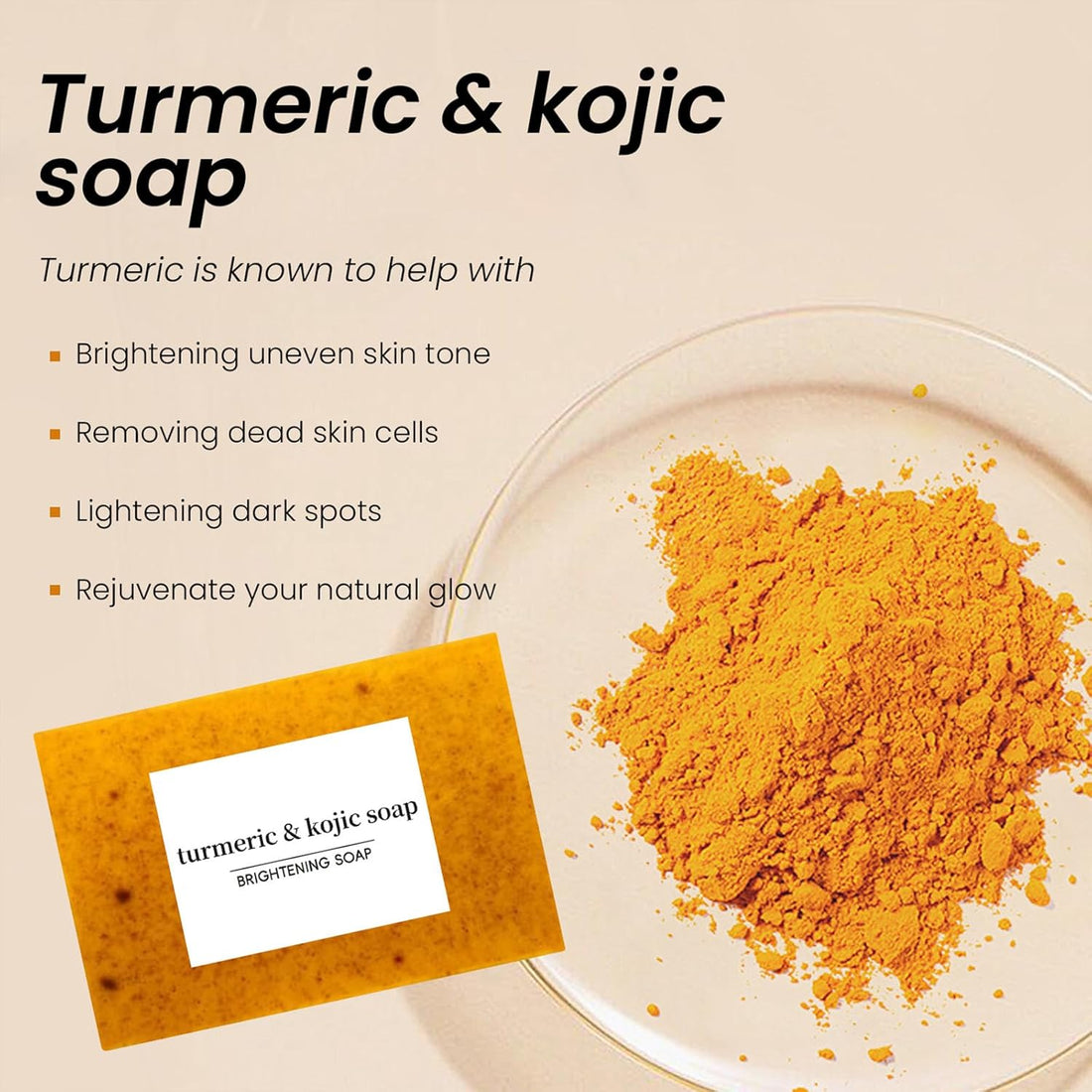 Turmeric Soap Bar - Lemon Turmeric 𝐊𝐨𝐣𝐢𝐜 𝐀𝐜𝐢𝐝 Soap, Natural Organic Turmeric Face & Bath Soap Bar for Face & Body, Deep Cleansing & Smoothing Skin (KLA-2PCS)