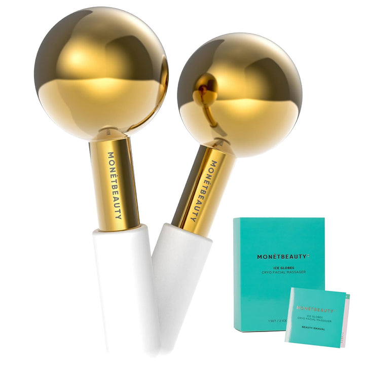 Stainless Steel Ice Globes for Facials (Gold), Durable Cryo Globes Instantly Reduce Puffiness, Tighten Pores and Sinus Relief, Face Globes for Facial Massages and Daily Beauty Routines