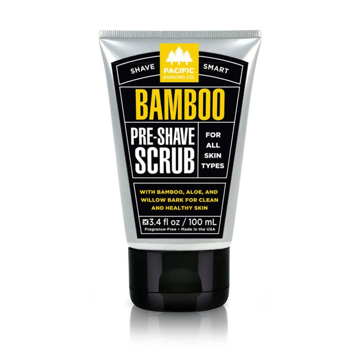 Bamboo Pre-Shave Scrub - Exfoliating Face Scrub & Cleanser - Daily Face Wash for Men with Aloe Vera & Willow Bark Extract - Soothes, Moisturizes & Controls Blemishes (3 Oz)